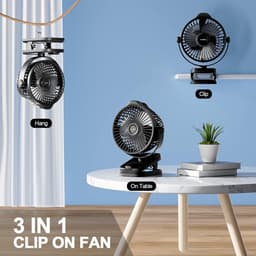Oplaadbare ventilator - 8000mAh batterij - 5 snelheden - 360° rotatie - LED display - afstandsbediening — thumbnail 2