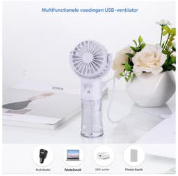 GELLDG Draagbare Ventilator met Verstuiver - USB Oplaadbare Tafelventilator 4 Snelheden - Transparant Waterreservoir - Geschikt voor Binnen, Buiten en Camping - Kunststof - 16x7x4cm — thumbnail 4