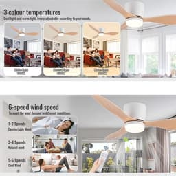 Cventrix plafondventilatorlamp - Plafondventilator met Verlichting en Afstandsbediening - Houtlook 3 bladen - Ventilatorlamp - Verlichtingsarmaturen - Woondecoratie — thumbnail 5