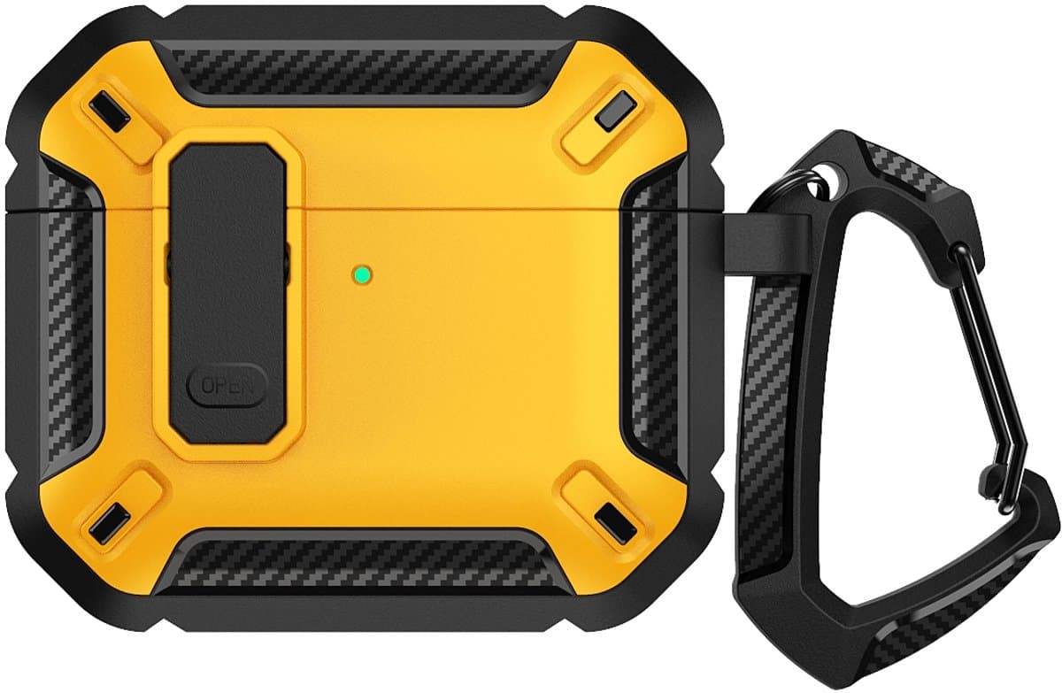 Mobigear Hoesje geschikt voor Apple AirPods 4 Hardcase Hoesje | Mobigear Armor Clip - Geel — afbeelding 1