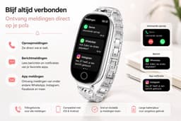 DrPhone EleganceX - Dames Smartwatch met RVS Band - Hartslag, SpO2, Temperatuur, Slaapmonitor en Notificaties – Zilver — thumbnail 3