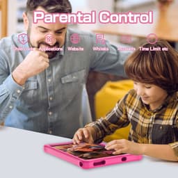 SnelShoppen - Kindertablet 10 inch Android 12 met 3GB RAM, 64GB opslag, IPS HD Scherm, Educatieve Apps, Kindveilige Hoes, Roze, Wifi — thumbnail 3