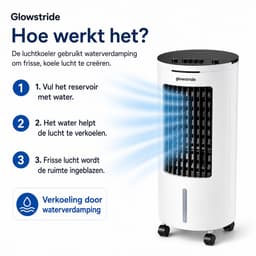 Glowstride - Luchtkoeler 6L - 65W - airco - 3 Snelheden - Waterkoelventilator - 3 Snelheden - Waterkoelventilator - mobiele koeler - met ijsboxen — thumbnail 5