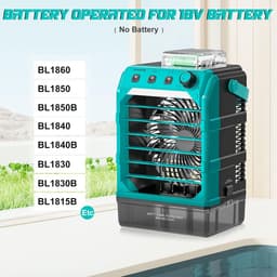Accu Ventilator met Waterkoeling – Compatibel met Makita 18V Accu – 1600 ml Watertank – USB-Voeding – Luchtkoeler met Bevochtiger – Timer & LED-Verlichting — thumbnail 4