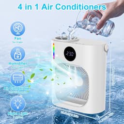 Mobiele Mini Airconditioning – USB Luchtkoeler met Bevochtiger – 900 ml Watertank – 3 Snelheden – LED Nachtlampje – Timer – Stil & Energiezuinig voor Bureau, Slaapkamer en Camping — thumbnail 3