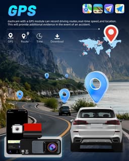 SnelShoppen - 4K Dual-Dashcam met Wifi en GPS, 3,16 inch IPS Autocamera, Voorzijde 4K + Achterzijde 1080P, Nachtzicht, Loop-opname, G-sensor, 24-Uurs — thumbnail 3