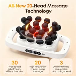 Massagepistoolset met 20 opzetstukken, diepweefselpercussiemassageapparaat met 3 standen en 30 intensiteiten, draagbaar massagepistool voor spier-, been- en taillemassage en pijnverlichting (wit, 20 opzetstukken) — thumbnail 2