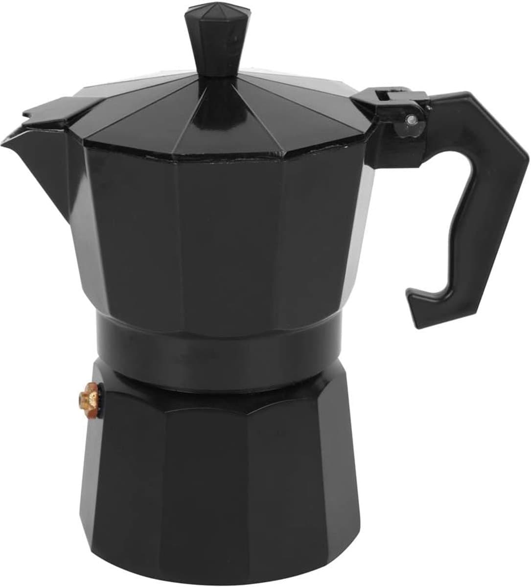 - 3 kopjes (3 kopjes), klassieke Italiaanse aluminium kookpan met handvat tegen bouillon, voor keuken, camping, kantoor, 150 ml (zwart) — afbeelding 1