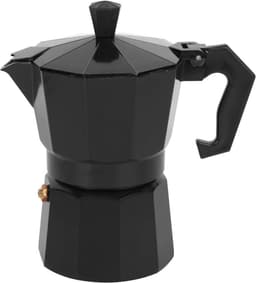 - 3 kopjes (3 kopjes), klassieke Italiaanse aluminium kookpan met handvat tegen bouillon, voor keuken, camping, kantoor, 150 ml (zwart) — thumbnail 1