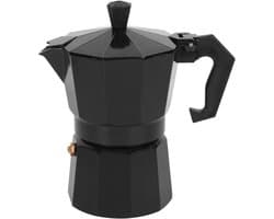 - 3 kopjes (3 kopjes), klassieke Italiaanse aluminium kookpan met handvat tegen bouillon, voor keuken, camping, kantoor, 150 ml (zwart)