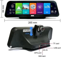Dashcam voor Auto - 10" 4G ADAS Dashcam - GPS Navigatie & Dual Lens Achteruitrijcamera - 15m Achtercamera - Geen Geheugenkaart - Zwart — thumbnail 5