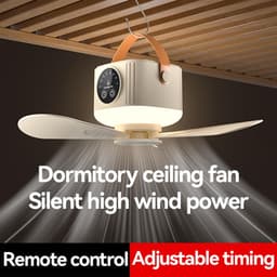 tentventilator - Draagbare Plafondventilator - kampeer ventilator - fan - plafondventilator - ventilator - plafondventilator met verlichting - plafondventilator lamp - plafonventilator afstandsbediening- kampeerventilator accu - geel-7200mAh — thumbnail 5
