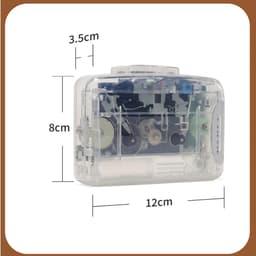 Retro Cassettespeler - 12x9x4cm - Draagbare Walkman met FM Radio & Opnamefunctie - Inclusief Oortjes - USB & Batterij Voeding - Ideaal Cadeau voor Muziekliefhebbers - transparant — thumbnail 5