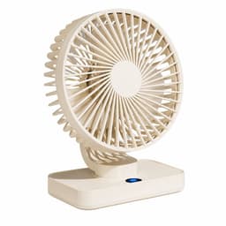 VHV-Bureauventilator met LED-Display - Oplaadbare Ventilator met 5 Snelheden - Oscillerende Tafelventilator - Stille Ventilator voor Thuis en Kantoor - Crèmewit — thumbnail 1