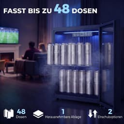 Koelkast 50 liter zwart staal drankkoelkast dubbel glas voor keuken bar en kantoor drankopslag — thumbnail 2