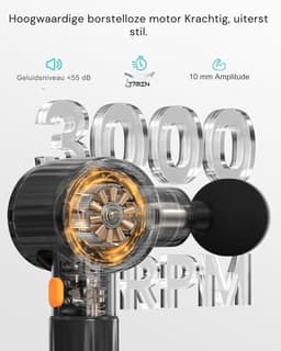 Thuys - Massage Gun met Warmte & Koeling – 5 Snelheden – 10 mm Massagebereik – 6 Massagekoppen – 15W USB-C PD – LCD Display – Zwart — thumbnail 4