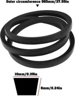 SnelShoppen - Vervangingsriem 22431-VE2-J00 voor Honda HRB215 HRB535 HRB536C Zelfrijdende Maaier - 965mm Omtrek, 10mm Breed, 6mm Hoog — thumbnail 3