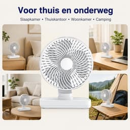 Tafelventilator Oplaadbaar – Stille Ventilator – 4 Snelheden – 90° Oscillatie – 4000 mAh - Wit — thumbnail 4