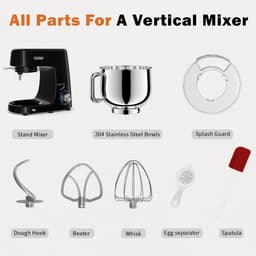 Keukenmachine - Deegmachine Mixer - Bakken en Mixen - Planetaire Roerfunctie - 7.2 Liter Kom - Zwart — thumbnail 5