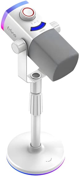 FIFINE AM8 PROS - USB / XLR Studio Microfoon - Geschikt voor PC/PS4/PS5 - RGB - Podcast - Gaming - Streaming - Wit — thumbnail 1