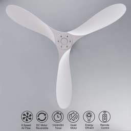 MIVRAY Plafondventilator - Omkeerbare Gelijkstroommotor En Timer - 60 Inch - ABS - Wit - Voor Slaapkamer, Woonkamer En Terras — thumbnail 4