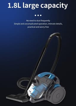 Zakloze Cilinderstofzuiger - Compacte Stofzuiger Krachtige Stofzuiger - Huis Reinigen - Eenvoudig te Legen - 1.5 Liter - Blauw — thumbnail 5
