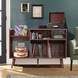 SNJY® Platenspeler Meubel - Platenspeler Kast - LP Houder - Platenhouder - 40D x 115B x 75H cm - Bruin — thumbnail 5