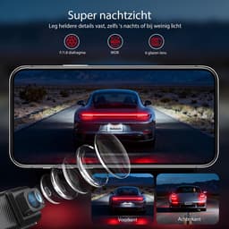 SnelShoppen - Dashcam 4K+2.5K Dubbelkanaals Voor en Achter met 5.8GHz WiFi, Ingebouwde GPS, 3.16" IPS Scherm, Nachtzicht, G-Sensor 170°, Parkeerstand, — thumbnail 2