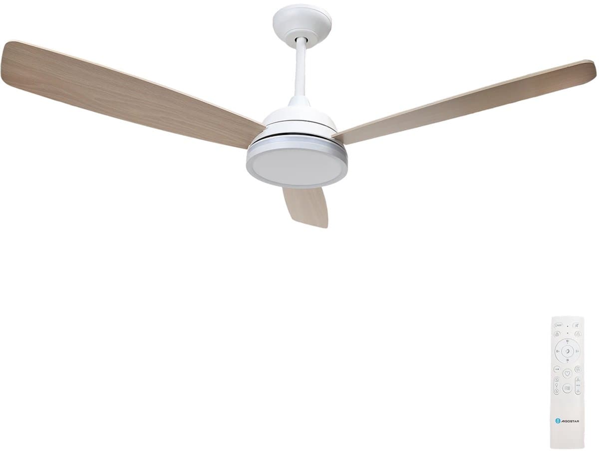 Led | Plafondventilator | LED Verlichting | Incl. Afstandbediening | 2700-6500K | Dimbaar | Ø132cm | 3 Bladen | Wit/Beige — afbeelding 1