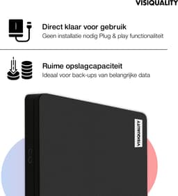 VisiQuality High-Speed Externe Harde Schijf 1.5 TB - Draagbare Dual Drive USB 3.0/C - Voor Windows & Mac - Geschikt voor Gameconsoles - Compact - Met handleiding - Zwart — thumbnail 3
