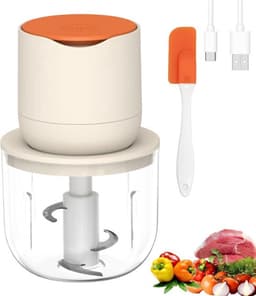 Deze groentesnijder, snoerloze elektrische keukenmachine en miniblender wordt geleverd met een glazen kom van 600 ml en kan worden gebruikt voor het verwerken van vlees, groenten, uien, knoflook, fruit en noten. — thumbnail 2