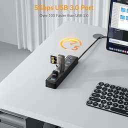 USB Hub - Poorten Uitbreider - Extra Apparaten - Snelle Dataoverdracht - 7 Poorten - Zwart — thumbnail 2