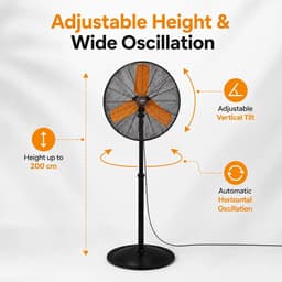 Lifero Staande Ventilator 250W - Ventilatoren - Verstelbaar 3 Standen - Industriële Ventilator - Koelventilator op Statief - Ventilatie — thumbnail 5