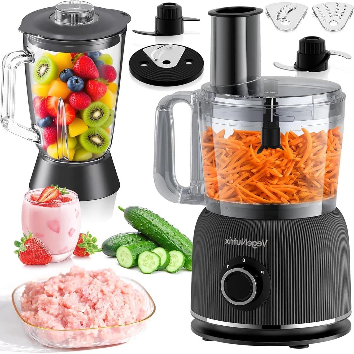 Keukenmachine Blender - Keukenrobot Mixer - Maaltijden Bereiden - Krachtige 1500W Motor - 2.5L Hakmolen - Zwart — afbeelding 1