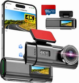 Dashcam Voor Auto – 4K + 1080P Dual Dashcam – Voor- en Achtercamera – WiFi – GPS – Nachtzicht – 170° Groothoek – Parkeermodus – G-Sensor – 64GB SD-kaart Inclusief — thumbnail 1