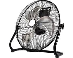 Casalora Krachtige Ventilator - Ventilator Staand - Industriële Vloerventilator 45CM – Zwarte Tafelventilator met 4 Snelheden, 130° Draaibare Luchtstroom, Aluminium Bladen voor Woonkamer, Garage en Werkplaats