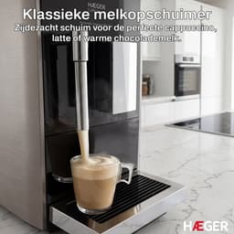 Haeger Caffè Crema Volautomatische Espressomachine - 2 Soorten Koffie & Heet water - Melkopschuimer voor Cappuccino - Koffiemachine met bonen - Zwart — thumbnail 3