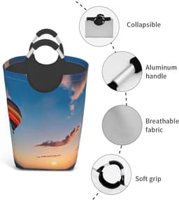 Wasmand Vierkant - Vuile Kleding Opslag - Huishoudelijk Organiseren - Waterdicht Oxford Materiaal - 50 Liter Capaciteit - Zwart — thumbnail 5