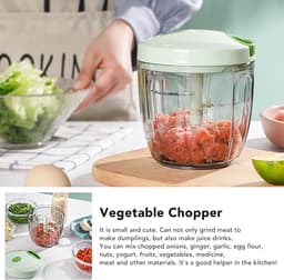 Keukenmachine Groente Chopper - Handmatige Voedselbereider - Snel Ingrediënten Snijden - Handmatige Werking - 900 ml Inhoud - Transparant — thumbnail 2