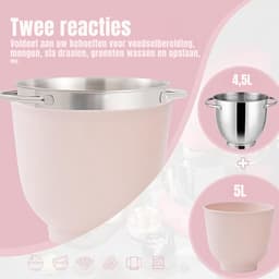 QORA® Mixer met mengkom - Mixer - Mixer met mengkom keukenmachine - Roze - ‎22cm x 36cm x 33cm — thumbnail 5