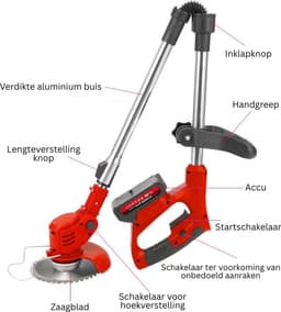 CRLYN® Grasmaaier Elektrisch - Grastrimmers met Accu - Rood — thumbnail 3