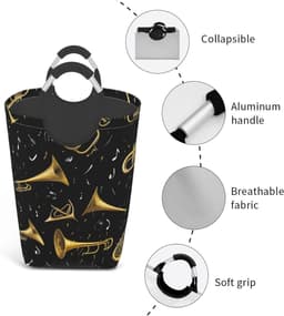 Modieuze Wasmand - Vuile Kleding Opslag - Huishouden Organiseren - Waterdicht Oxford Doek - 50 Liter Capaciteit - Zwart — thumbnail 5