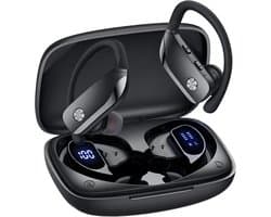EDSYS Draadloze Sport Oordopjes - Bluetooth Wireless Earbuds - Sport Oortjes Draadloos - Noise Cancelling - In-Ear - Waterdicht - Hardloop & Fitness - USB-C - Zwart
