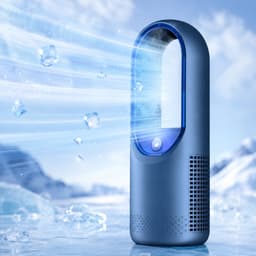 Luchtkoeler Ventilator - Airco zonder afvoerslang - Mobiele Air Cooler - Bladloze Ventilator - Torenventilator met Bevochtiging - Koelventilator voor Slaapkamer en Kantoor - 6 Standen - LED Nachtlamp - Blauw — thumbnail 3