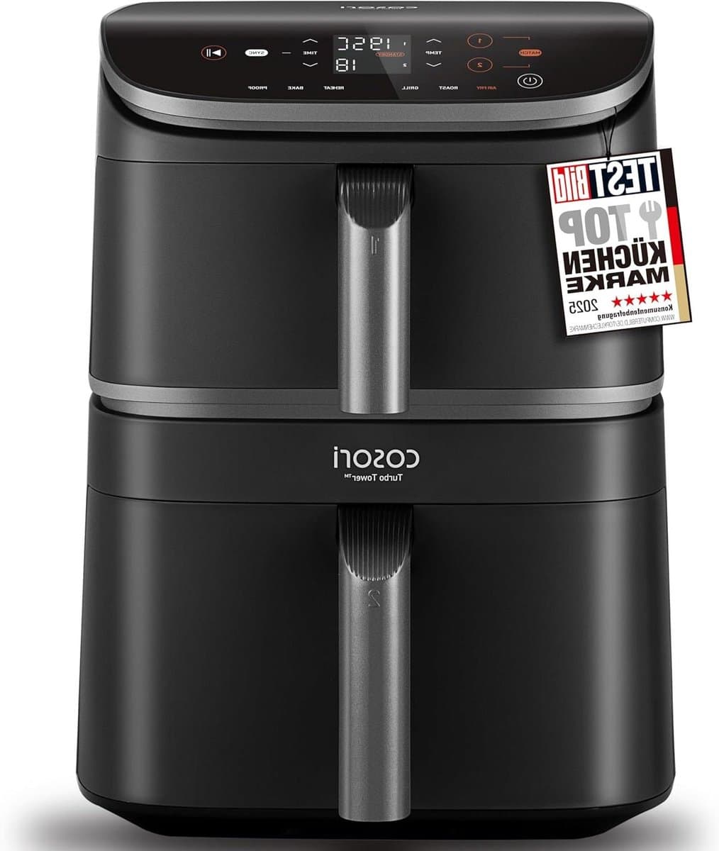 Heteluchtfriteuse - Airfryer Dubbele Kamer - Gezond Koken - Ruimtebesparend Ontwerp - 108 Liter - Zilvergrijs — afbeelding 1