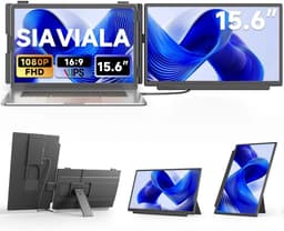 Siaviala M5 15.6" Draagbaar Dubbel Beeldscherm – Full HD 60Hz, Kevlar Design, Afneembare 2-in-1 Standaard, USB-C voor Laptop & Telefoon (DEX/EMUI), 100W PD, Draaibaar Liggend/Staand – Verhoog Productiviteit — thumbnail 1