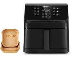 Luchtfriteuse - Airfryer - Gezond Koken - Ruime Capaciteit - 62 Liter - Zwart