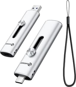 Dubbele poort USB-drive - Geheugenstick - Bestanden Overzetten - Dubbele USB aansluiting - 512 GB - Zilverkleurig — thumbnail 1