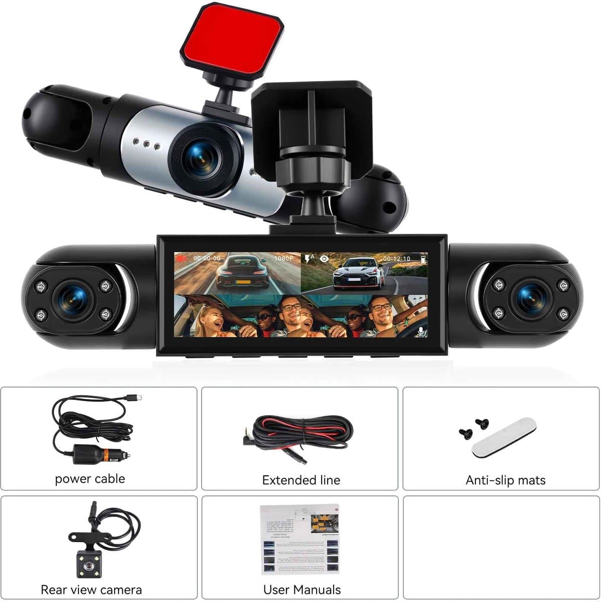Casa Living Auto Dashcam - 4 Camera's - Full HD 1080P - GPS - Nachtzicht - Parkeerhulp - Bewegingsdetectie - 3,16 Inch IPS — afbeelding 1