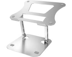 Laptop Standaard 10 - 17 Inch - Laptop Houder - Laptopstandaard verstelbaar - Laptop Stand - Thuiswerken - Ergonomisch - Warmteafvoer - Inklapbaar - Hoogte verstelbaar - Geschikt voor: Apple Macbook, Microsoft, HP, Lenovo - Zilver